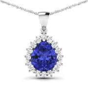 3.25 Ct Natural Tanzanite & Diamond Pendant