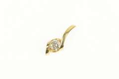 14K Yellow Gold 0.40 Ct Diamond Solitaire Swirl Drop Twist Pendant