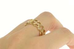 14K Yellow Gold Geometric Oval Pattern Designer Men's Band Ring