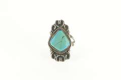 Sterling Silver Ornate Turquoise Cabochon Southwestern Ring