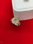 CERTIFIED BRAND NEW LADIES 14K GOLD AND DIAMOND DOUBLE HALO RING