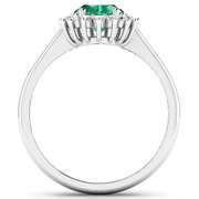 Solid 14 Kt White Gold Emerald Diamond Ring
