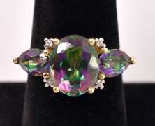 Marvelous Mystic Topaz and Diamond Ring in 14K Yellow Gold