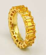 18kt Gold Plated Sterling Silver& Yellow Sapphire Eternity Band Ring