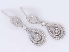 Dazzling White Gold Iced Diamond Pear Shaped Dangle Earrings