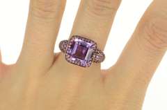 14K Rose Gold 5.85 Ctw Amethyst Tourmaline Pave Statement Ring