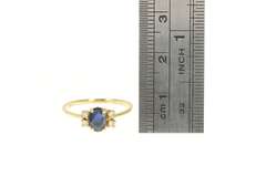 14K Yellow Gold Natural Oval Sapphire Diamond Engagement Ring