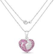 Rare Natural Ruby & Natural White Sapphire Heart Pendant