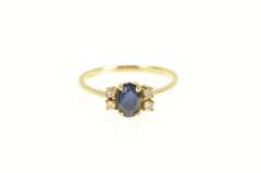 14K Yellow Gold Natural Oval Sapphire Diamond Engagement Ring