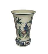 Vintage Chinese Hand Painted Glazed Porcelain Vase Family and Social Scenes