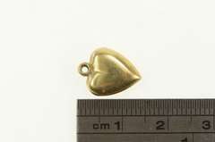 14K Yellow Gold Victorian Forget Me Not Puffy Heart Love Charm/Pendant