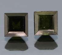 Square cut 2.22ct midnight olive green Tourmaline pair