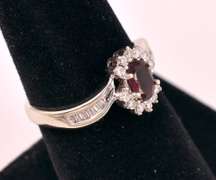 Beautiful Rubellite Tourmaline and Diamond Ring in 14K White Gold