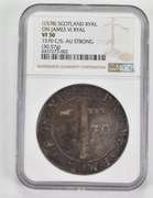 VF30 (1578) Scotland Ryal On James VI 1570 C/S AU Strong (30.57g) NGC