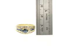 14K Yellow Gold 1.25 Ctw Oval Sapphire Diamond Engagement Ring