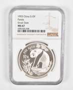 MS67 1993 China 10 Yuan Silver Coin - Panda - Small Date - Graded NGC