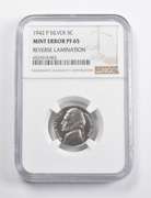 Mint Error PF65 1942-P Jefferson Silver Nickel REV Lamination NGC