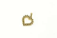 14K Yellow Gold Heart Sapphire Halo Love Symbol Classic Pendant