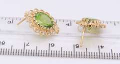 Amazing Yellow Gold oval Filgree Peridot Earrings
