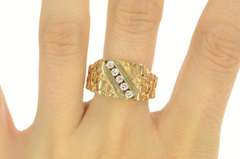14K Yellow Gold 0.40 Ctw Diamond Squared Men's Retro Nugget Ring