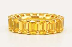 18kt Gold Plated Sterling Silver& Yellow Sapphire Eternity Band Ring