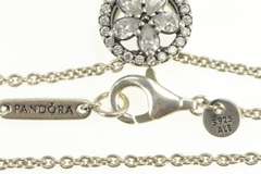 Sterling Silver Pandora Designer Sparkling Snowflake Necklace