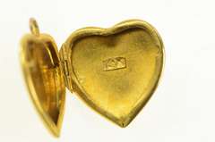 10K Yellow Gold Art Deco Heart Photo Picture Locket Charm/Pendant