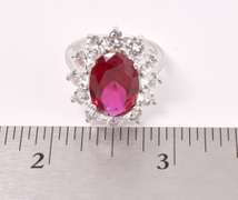 Red Sapphire Set In Sterling Ring