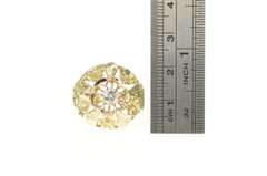 14K Yellow Gold 0.33 Ct Diamond Floral Leaf Domed Engagement Ring