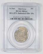 MS64 No Date Error Washington Quarter D/S 35% Indented Obv 10c. PCGS
