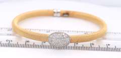 Majestic Yellow Gold Pave oval on Textured Cuff Bangle