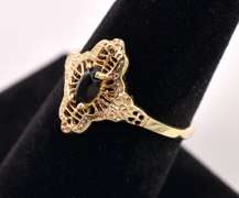 Beautiful Black Gemstone Ring in Yellow Gold
