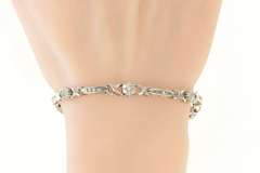 10K White Gold 2.50 Ctw Diamond Flower Cluster Bar Tennis Bracelet