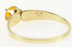 10K Yellow Gold Round Citrine Solitaire Retro Statement Ring