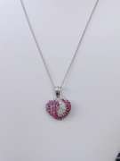 Rare Natural Ruby & Natural White Sapphire Heart Pendant