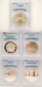 5 one silver dollar certified