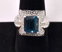 Blue Spinel Set In Sterling Ring