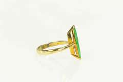 18K Yellow Gold Marquise Navette Jadeite 1960's Vintage Ring
