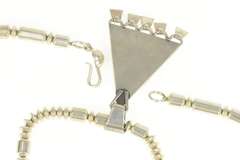 Sterling Silver Triangle Cut Turquoise Native American Fringe Necklace