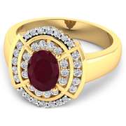Men's 14 Kt Gold Ct Natural Ruby & Diamond Ring
