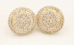 Flashy 14kt Solid Gold & 2.50+ Carat Diamond Stud Earrings
