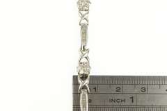 10K White Gold 2.50 Ctw Diamond Flower Cluster Bar Tennis Bracelet