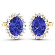 14 Kt Yellow Gold Tanzanite Diamond Earrings