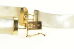 14K Yellow Gold Carved Mother of Pearl Curved Bar Bracelet