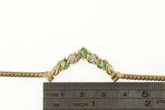 10K Yellow Gold 0.53 Ctw Marquise Emerald Diamond Chevron Necklace