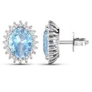 14 Kt White Gold Aquamarine Earrings