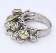 Vintage 925 Sterling Silver Gemstome Dangle Ring