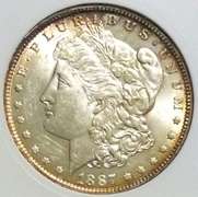 Exceptional BU 1887 New Orleans Minted Morgan Silver Dollar Nice Edge Toning!