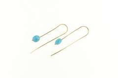 14K Yellow Gold Southwestern Turquoise Hook Dangle Statement Earrings