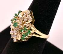 Lovely Emerald and Diamond Ring in Yellow Gold